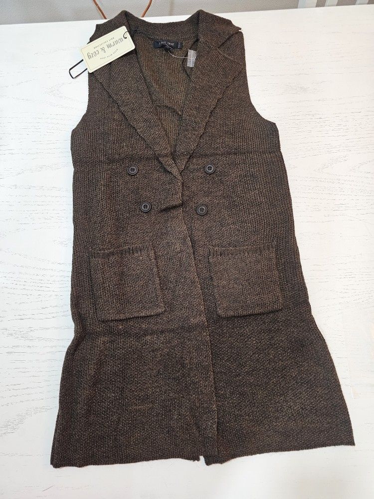 Dark Brown Sleeveless Cardigan