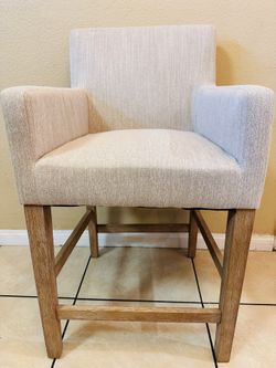 Noble House Deville 26 in. Beige and Weathered Brown Wood Bar Stool