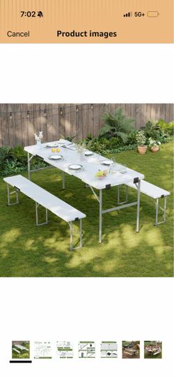 Picnic table set with 2 benches