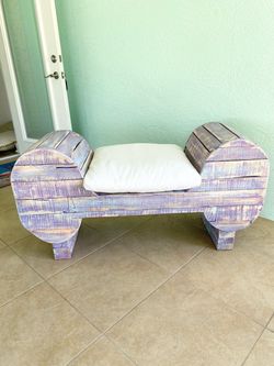 Rustic Wooden Bench with Cushion