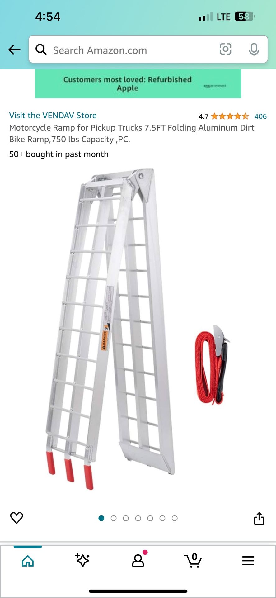 7.5 Ft Motorcycle Ramp-New-Vendav