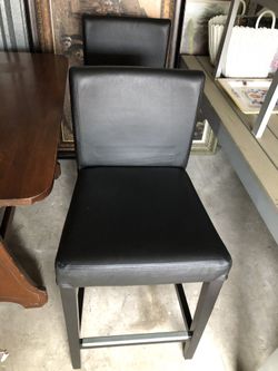 Beautiful Black Leather Barstools Each barstool is $50  See Description For Measurements 