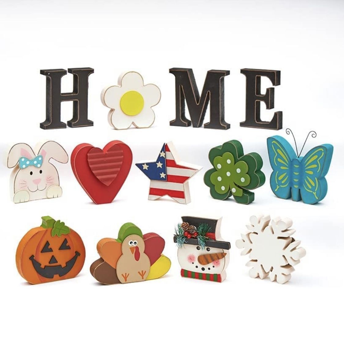 The Lakeside Collection Decorative Tabletop Home Letter Sign with Seasonal Icons