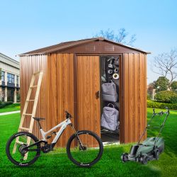 6ft x 6ft Outdoor Metal Storage Shed with Metal Foundation (W54071035)