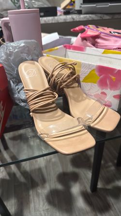 Tan strappy heels