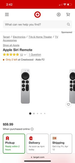 Apple siri remote- Brand new - never opened  $60