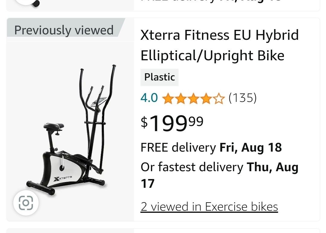 Xterra Fitness EU Hybrid Elliptical/Upright Bike $125 00 OBO