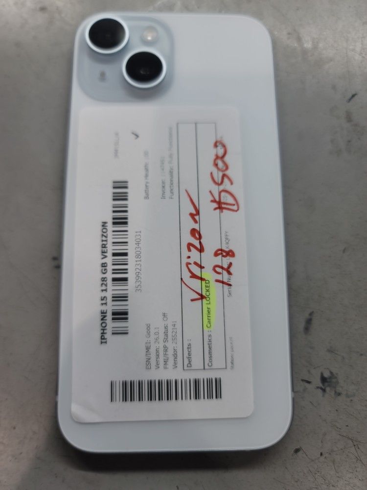 Iphone 15 128gb, Verizon Only