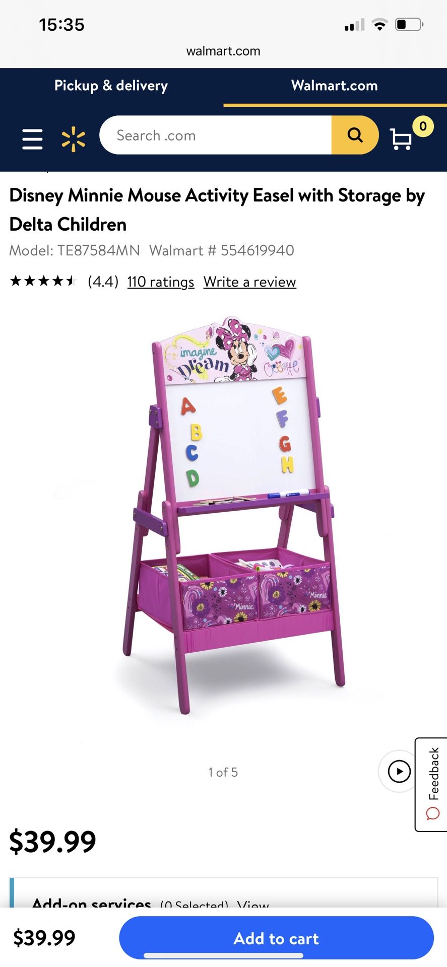 Delta Minnie Mouse Easel With Storage