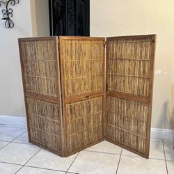 Vintage Bamboo 3 Panel Room Divider 24” Panel 72” 48”H