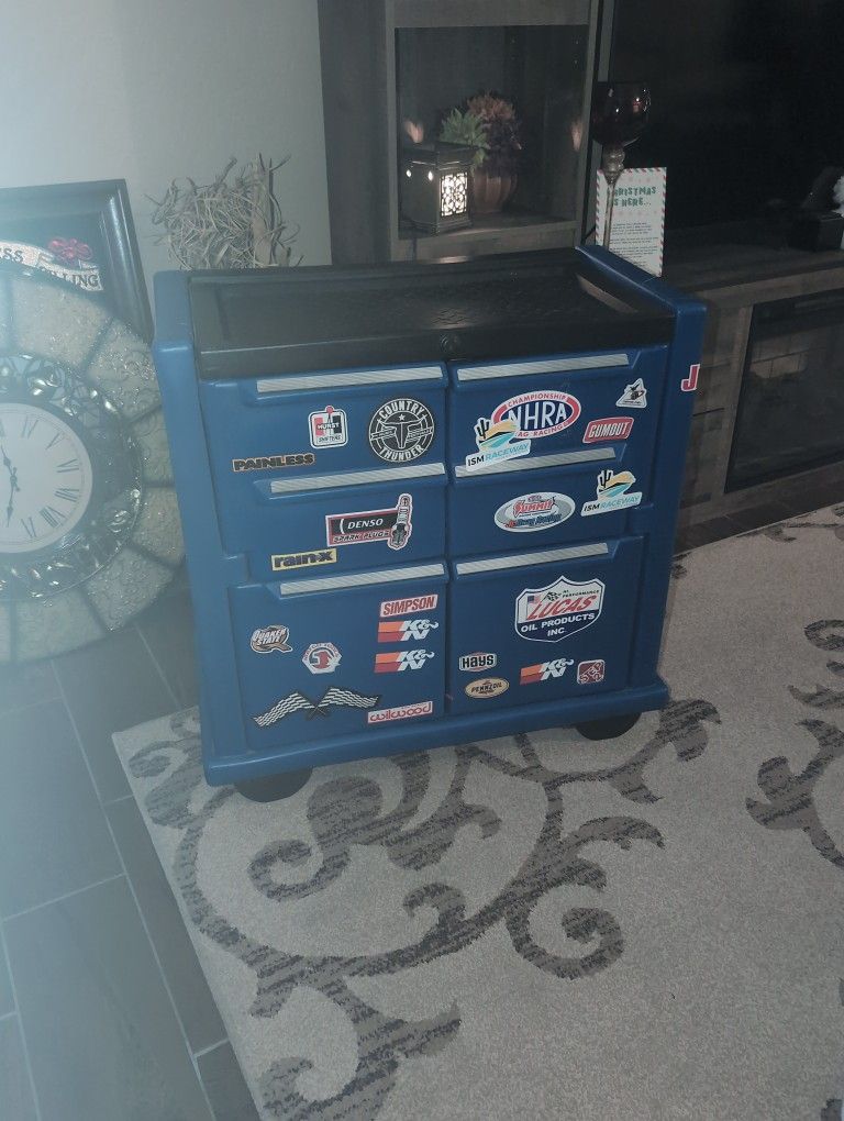 Toy Chest / Shelves / Night Stand That Look Like Tool Box Boys Bedroom