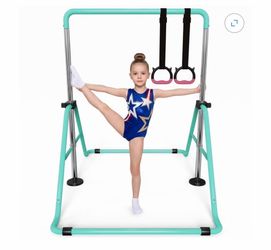 YYJO Gymnastics Bar, Adjustable Height Gymnastic Horizontal Bars, Folding Training Bar for Kids 3-8