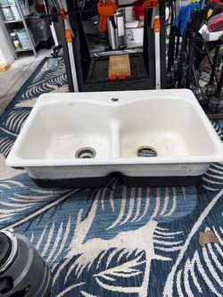 Kohler Cast Iron Double Basin Kitchen Sink – Drop-In (Low Divider)