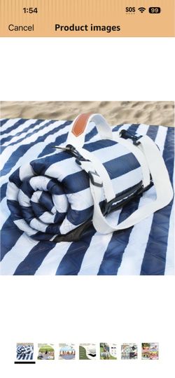 Navy Blue Striped Outdoor Picnic Blanket