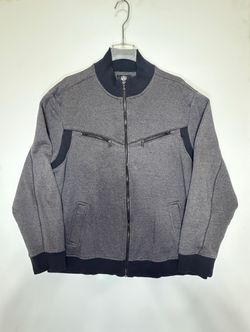 Gray Full-Zip Track Jacket with Black Trim