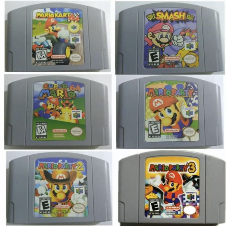 Nintendo 64 games. Super smash - Mario party 2. Super Mario 64