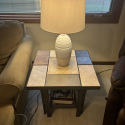 Table And  Lamp, Silver Color Lamp