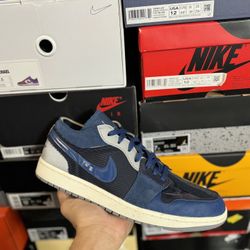 Jordan 1 Low SE Craft Obsidian French Blue Ashen Slate White  size 11.5 VNDS