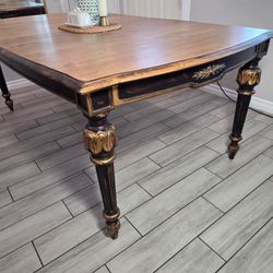 Beautiful Solid Wood Dining Table – Freshly Refinished Top + Leaf (Delivery Available)