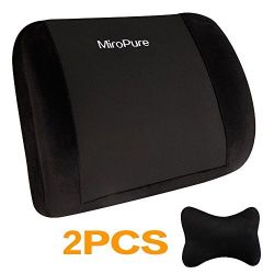 MIROPURE 2 in 1 100% Premium Memory Foam Lumbar Cushion with Neck Pillow-Supportive and Comfortable Seat Back Cushion

