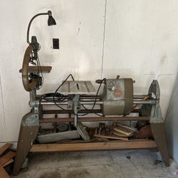 Antique Lathe And Bandsaw Woodworking Table 