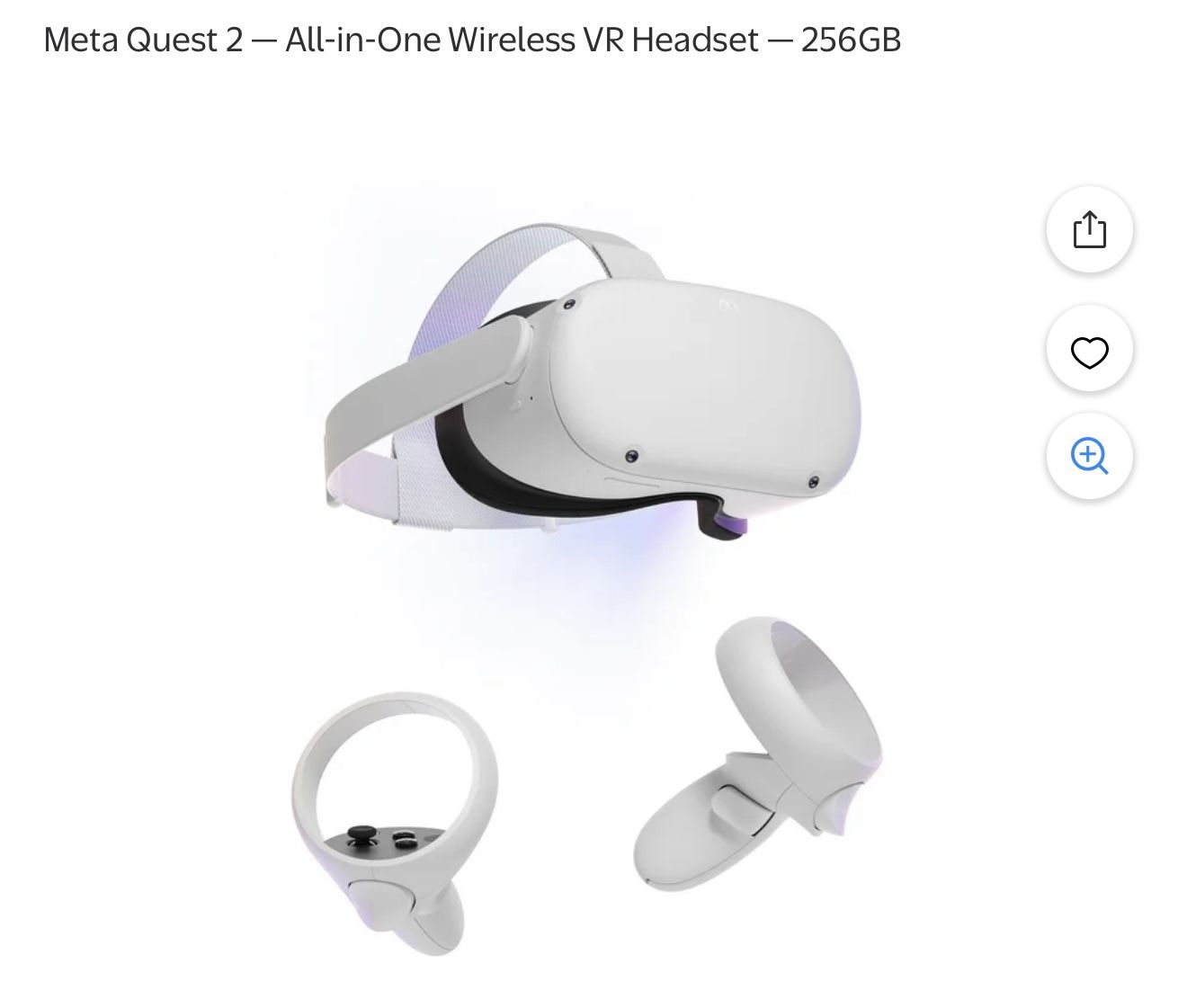 Meta Quest 2 — All-in-One Wireless VR Headset — 256GB