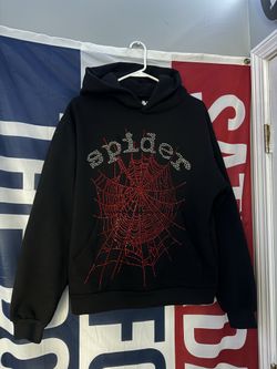 Sp5der OG Rhinestone Hoodie Black'