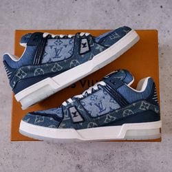 LV Louis Vuitton Trainer Monogram Blue Denim Virgil Abloh Era – Size LV8 (Fits US 8.5–9.5)