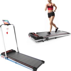 Treadmill Under Desk Walking Pad,2 in 1 Folding Treadmill for Home/Office with Remote Control and APP，LED Display
