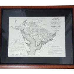 Framed Plan of the City of Washington Map Engraving Print – B&W Historic DC Art