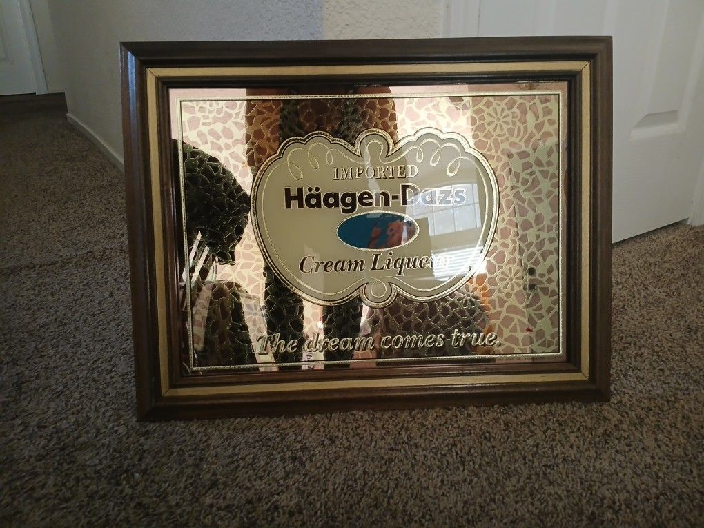 Haagen Dazs Glass And Wood Wall Decor 1970s