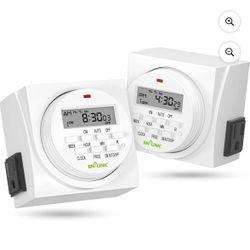 BN-LINK 7 Day Heavy Duty Digital Programmable Timer, FD60 U6, 115V, 60Hz, Dual Outlet, For Lamp Light Fan Security UL Listed(2 Pack)