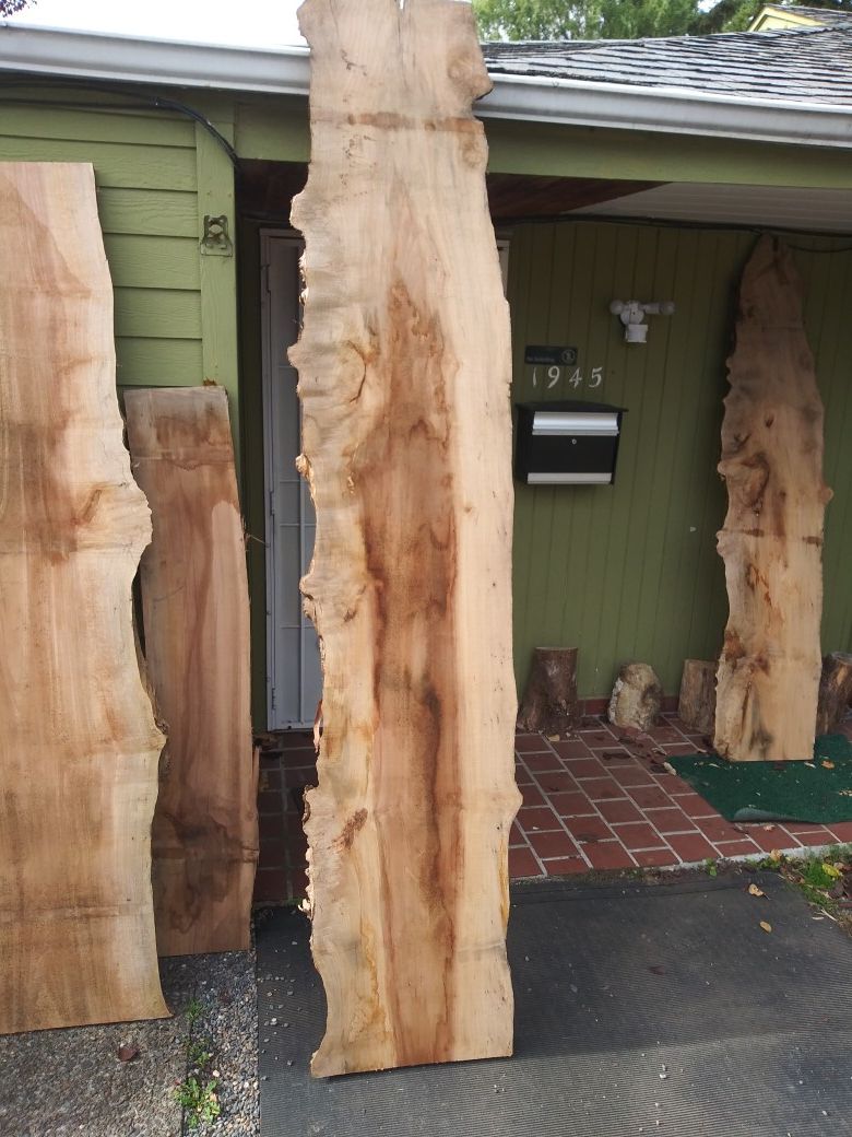 8 ft. 6 ft. 4ft. Live edge maple burl bartops.