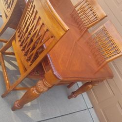Real Heavy Wood Table with 4 Chairs