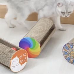 Claw-n-Roll Scratch Pad with Catnip Premium Eco Friendly Fun Interactive Easy to Use Indoor Scratching Cardboard for Cats Kittens