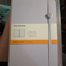 Moleskine Lavender Large Hardback Classic Notebook With Matte Silver Heart Decoration