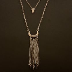 20” SilverTone Necklace Set With Dangling Pendants & Stud Ball Earrings,By KHLOE