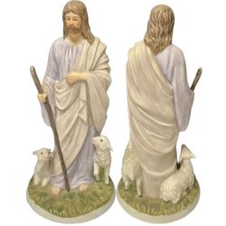 Masterpiece Porcelain By Homco Jesus the Sheperd 1992 Figurine Lambs