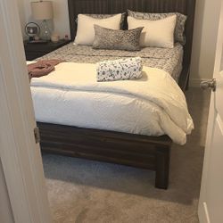 queen size bed and nightstand 