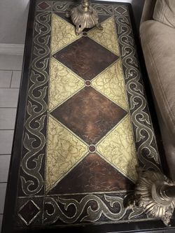 Leather Inset Coffee Table 