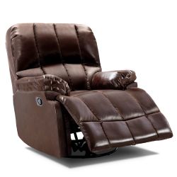 SWIVEL GLIDER, BROWN FAUX LEATHER Chairs New