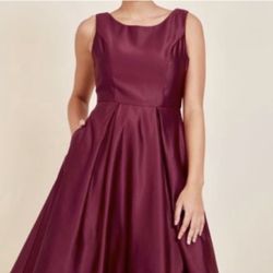 Brand New MODCLOTH Liza Luxe Burgundy Satin Dress - Size XXL