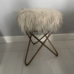 Fuzzy white stool!