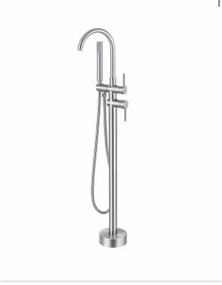 AKLFGN Single-Handle Freestanding Floor Mount Roman Tub Faucet Bathtub Filler with Hand Shower in. Brushed Nickel