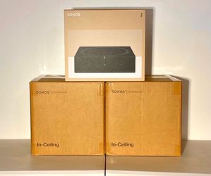 Sonos In Ceiling set with Sonos Amplifier PLUS an additional pair of speakers.  Sealed. Includes-Warranty.