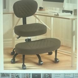 NEW Cross Legged Office Chair. w/Wheels, Wide Criss Cross Kneeling Home Office Desk Chairs w/Back Support, Ergonomic Adjustable Height Stool