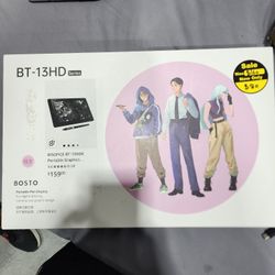 BISOFICE BT-13HDK Portable Graphics Drawing Tablet 13.3 Inch H-IPS LED Display Anti-Glare Digital Drawing Pad 16K Pressure Level Battery-Free Stylus P