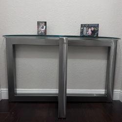 Console - Crescent Glass Top Entryway Table