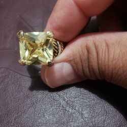 Yellow Stone And Gold Silver Tone Stainless Steel 