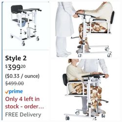 8842: New Patient Lift Transfer Chair, Patient Lift Wheelchair for Home,Lightweight Bedside Bathroom Wheelchair for Caregivers Elderly Living (Style)
